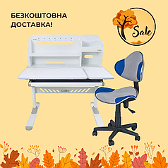 Комплект зростаючий для школярів парта Cubby Nerine Grey + стілець для школяра FunDesk LST3 Blue-Grey