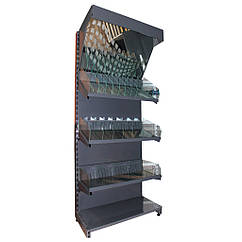 Стелаж для кондитерки Рістел 1900х600 мм ТИП 9, приставний стелаж торгівельний, стелаж для печива та цукерок, стелаж для приправ