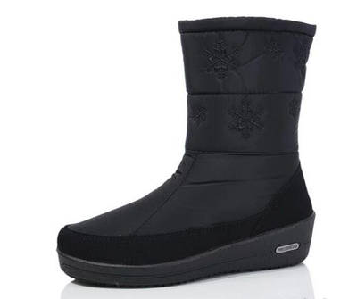 Чобітки жіночі теплі чорні блискавки зимові Дутики на танкетці 38