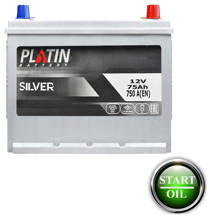 Акумулятор PLATIN SILVER Asia 75Ah 750A R+, фото 1