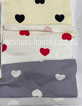 Тканина Кулір стрейч принт 180 см Туреччина 180 г/м2 Рулон від 23 кг в 1 кг ~ 2.6 м Серце