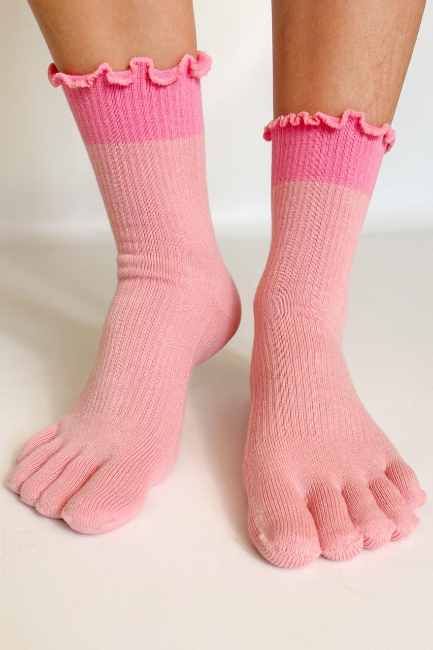 Шкарпетки з пальцями з рюшами Сакура Apmi 36-39 рожевий, фото 1