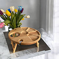 Винний столикм з отвором Класичний Карпатський Бук