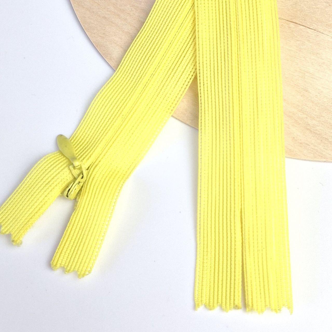 Потаємна блискавка 25см Китай нейлонова основа колір жовтий, фото 1