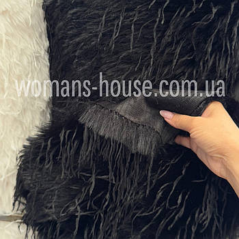 Штучне хутро довговорсе 6 см Неаполі Пір'я 180 см однотон Чорний