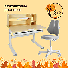 Дитячий стіл-трансформер FunDesk Invito Grey + крісло Fundesk Mente Grey