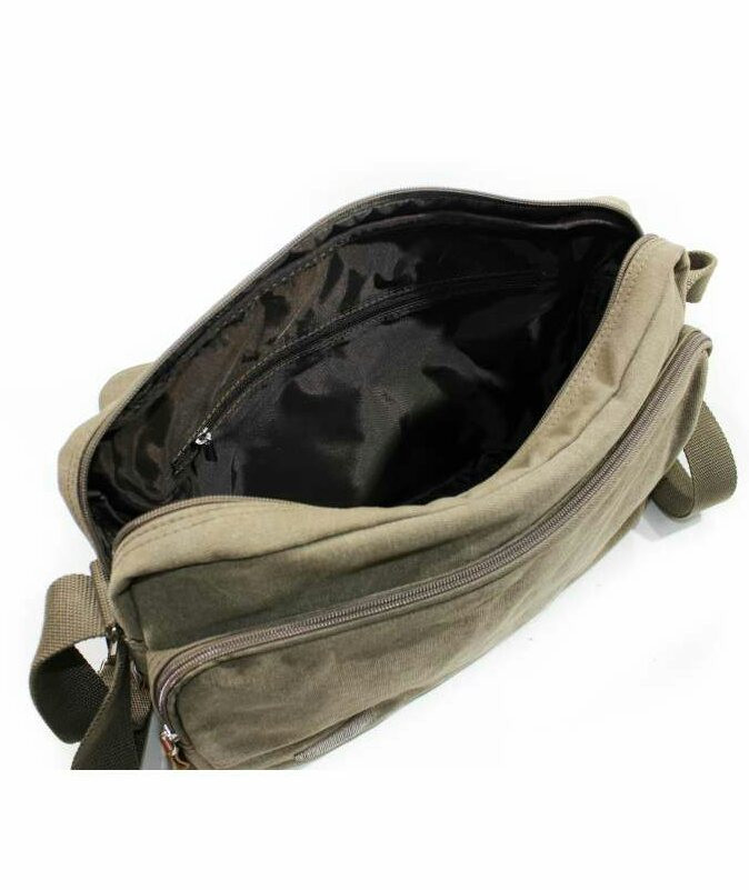 Мессенджер мужской сумка из текстиля повседневная через плечо бежевая 6565 - фото 4 - id-p480671602