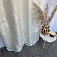 Штори жакардові "пісок" бежеві з білим шифоновим тюлем ALBO (SHTN-C33-1), фото 4