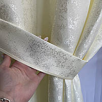 Штори жакардові "пісок" бежеві з білим шифоновим тюлем ALBO (SHTN-C33-1), фото 6