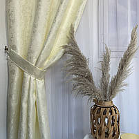 Штори жакардові "пісок" бежеві з білим шифоновим тюлем ALBO (SHTN-C33-1), фото 3