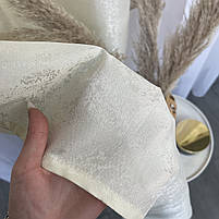 Штори жакардові "пісок" бежеві з білим шифоновим тюлем ALBO (SHTN-C33-1), фото 2