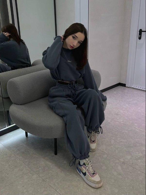 Жіночий костюм прогулянковий; Кольори: беж, графіт, чорний, шоколад, молоко; Розмір: 42-46 (оверсайз);, 44-46;, фото 1