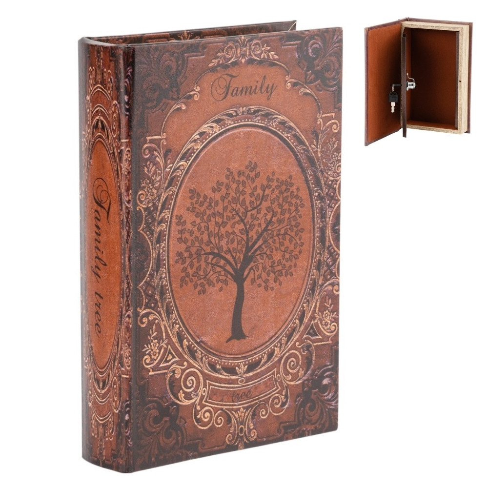Книга-сейф у вигляді книги "Родинне дерево" на замку для зберігання, грошей, документів, цінних речей 26*17*5 см, фото 1