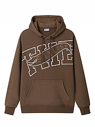 Чоловіче худі з капюшоном у коричневому кольорі з принтом спереду