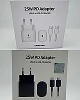 Мережевий зарядний пристрій Samsung 25W PD Adapter + кабель USB-C to USB-C (3A) чорний / білий