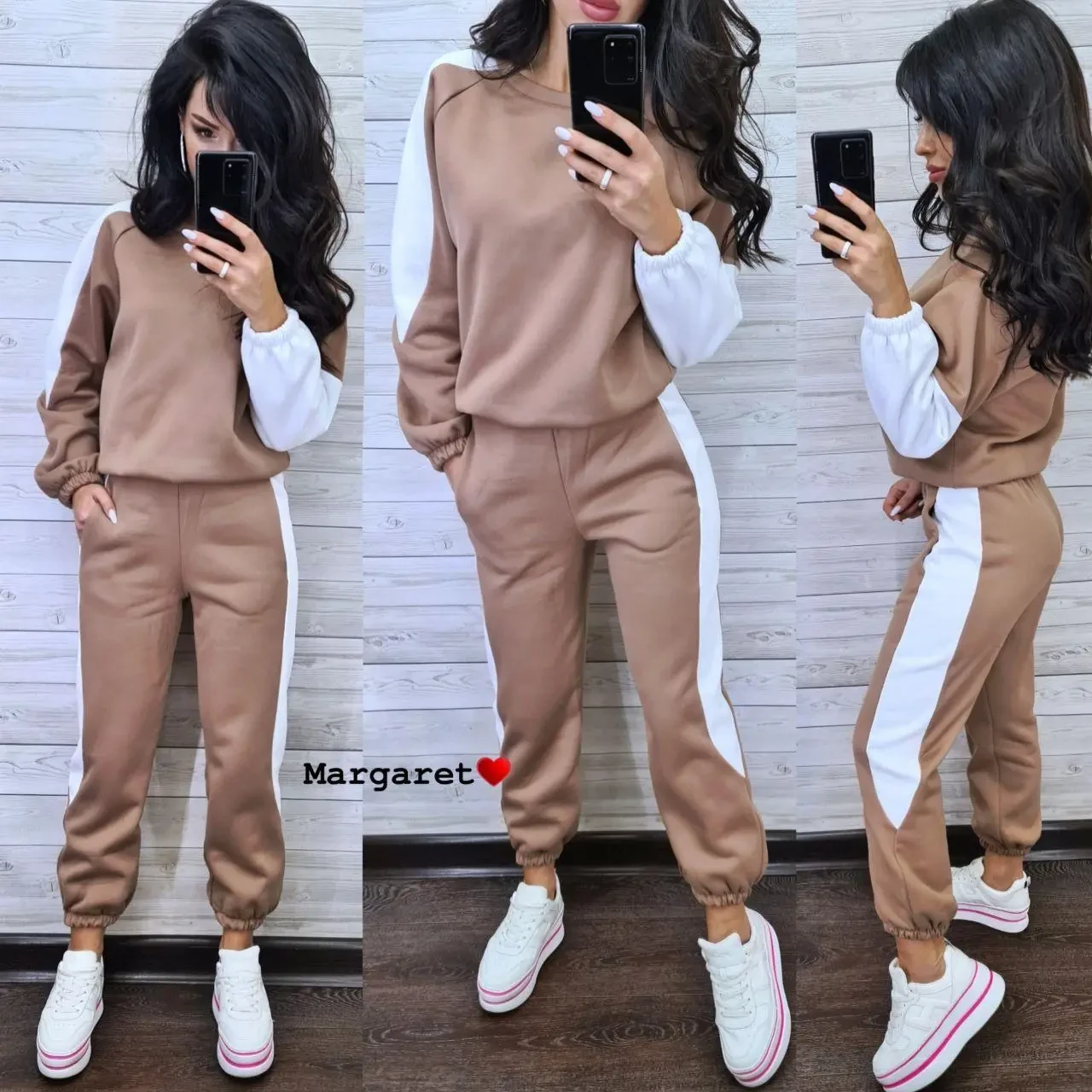 Жіночий теплий костюм-двійка з лампасами, фото 1