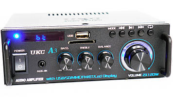 Підсилювач UKC A3 — Bluetooth, USB,SD,FM, MP3 + AUX 2х канальний 2x120W