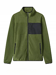 Чоловіча флісова тепла кофта на змійці кольору хакі