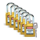 Жовтий блокувальний навісний замок Brady Nylon Safety Padlock 051346 6 од.