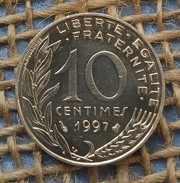 10 сантимiв 1997 року францiя, фото 1