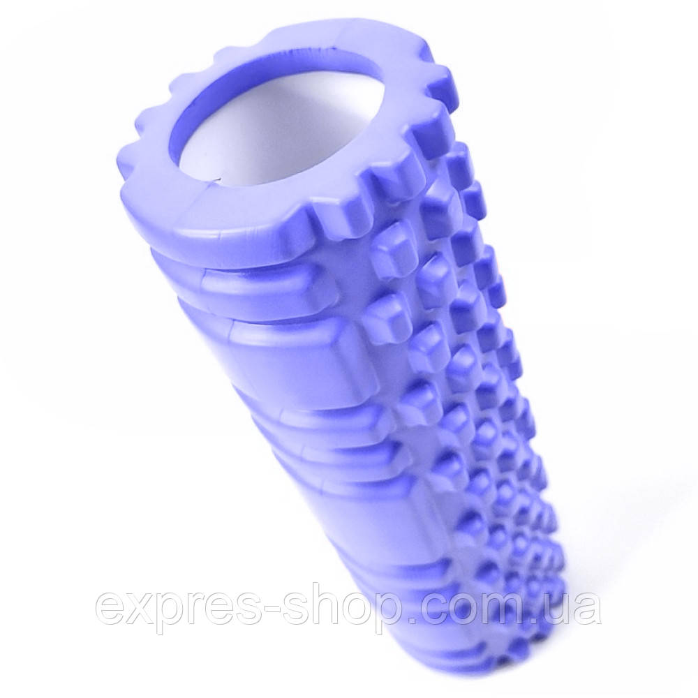 Масажний ролик середньої жорсткості, 29х8см, ShappaFit, Синій / Масажний валик для спини / Ролик для йоги, фото 1