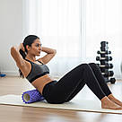 Масажний ролик середньої жорсткості, 29х8см, ShappaFit, Синій / Масажний валик для спини / Ролик для йоги, фото 4