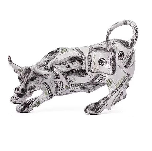 Фігурка бика Волл-стрит Графіті, Сучасний абстрактний орнамент, колекційна фігурка багатства, фото 1