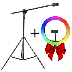 Штатив-журавель з тримачем + Подарунок Кільцева лампа MJ300 / Стійка для телефону / Штатив-тренога