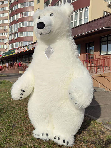 Костюм білого ведмедя надувний ростова лялька для заходів і промоакцій 2,6м, фото 1