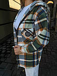 Тепла жіноча кофта з флісу на змійці з капюшоном у зелену карту, фото 3