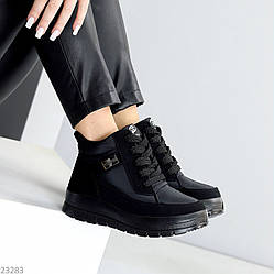 Легкі зручні теплі чорні черевики на кожен день