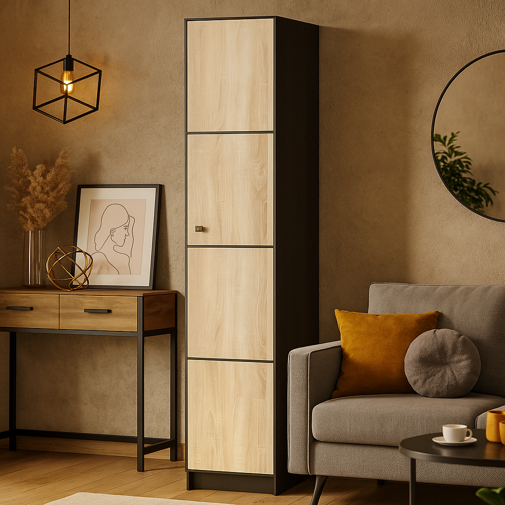 Закрита шафа пенал 1Д з полицями для книг в кімнату вітальню 45 см Фантазія Мебель Сервіс