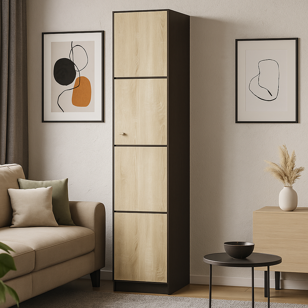 Сучасна закрита шафа пенал 1Д з полицями 45 см у вітальню, спальню, кімнату венге Фантазія Мебель Сервіс, фото 1