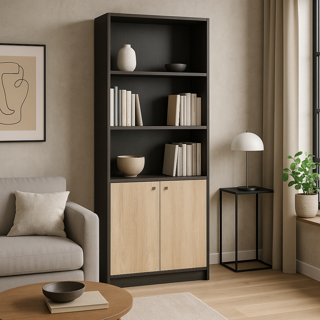 Відкритий книжковий стелаж 2Д з полицями в кімнату вітальню Фантазія Мебель Сервіс