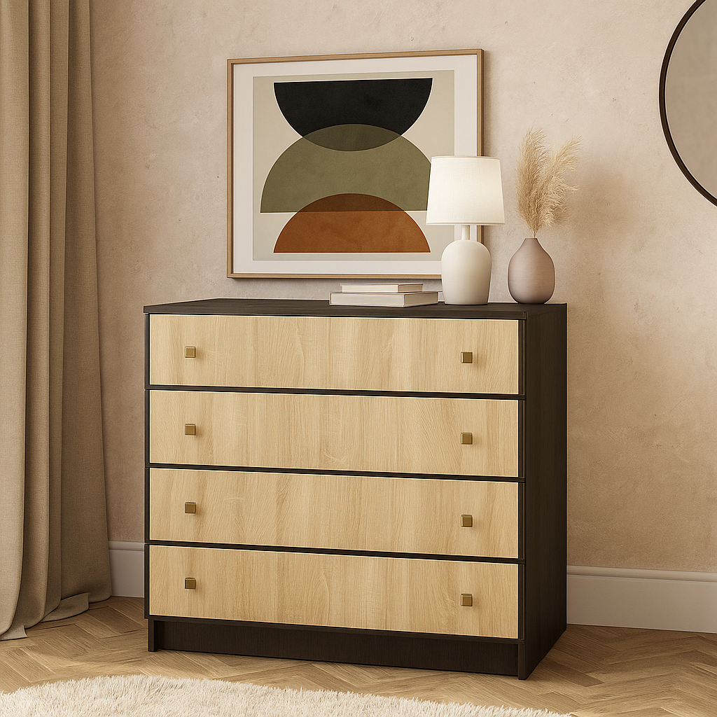 Комод 4 шухляди для речей і білизни в спальню Фантазія Мебель Сервіс венге дуб сонома