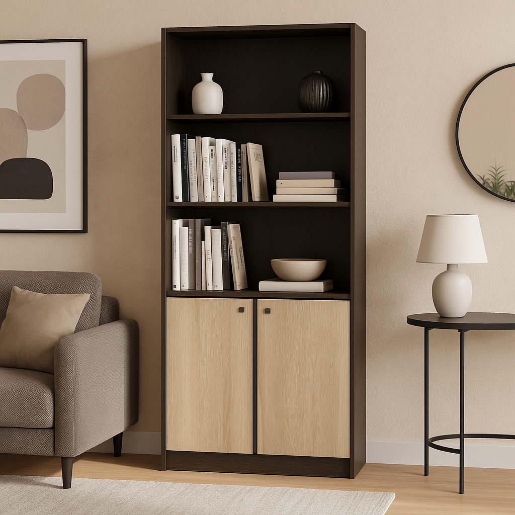 Сучасна підлогова книжкова шафа стелаж 2Д для дому у вітальню, кімнату венге Фантазія Мебель Сервіс, фото 1