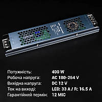 Блок живлення BIOM DC12 400W 33А LED-12-400