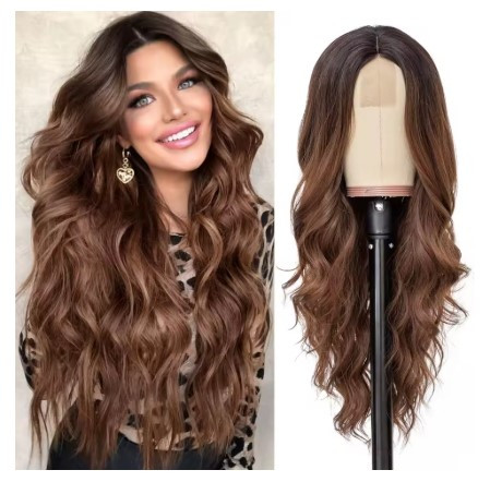 Перука на сітці довга хвиляста термоперука коричнева (SET-2292-10), фото 1