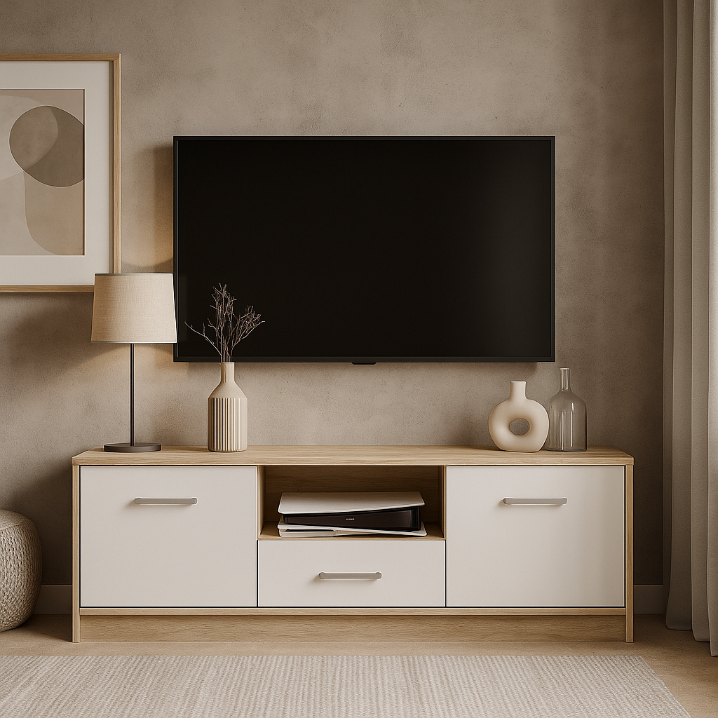 Сучасна низька вузька тумба під телевізор 2Д1Ш у спальню вітальню Тіпс Мебель Сервіс