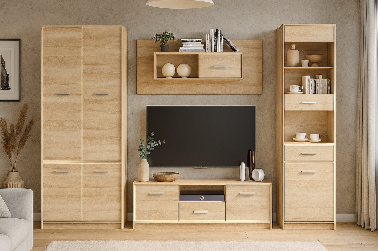 Сучасна модульна гірка стінка під телевізор у вітальню в сучасному стилі Тіпс Мебель Сервіс