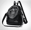 Рюкзак жіночий трансформер шкіряний Weisendaishu Чорний, фото 2