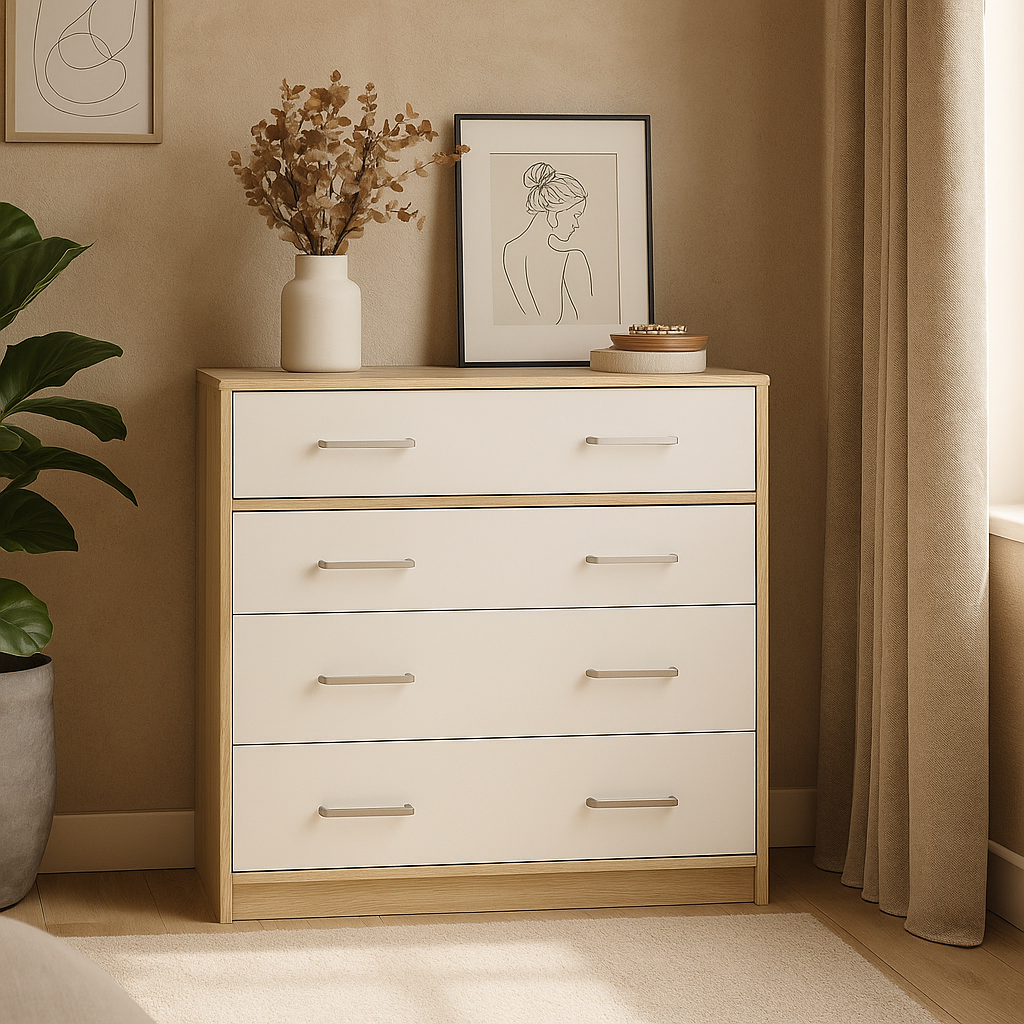 Сучасний маленький вузький комод на 4 шухляди для одягу в спальню Тіпс Мебель Сервіс