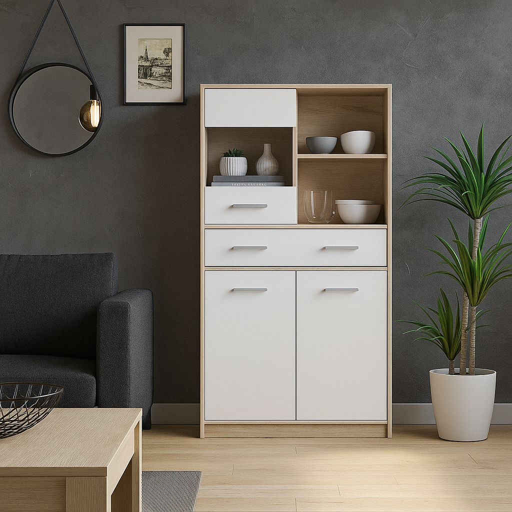 Сучасна стильна низька вітрина, буфет 2Д1В1Ш для посуду у вітальню, зал Тіпс Мебель Сервіс, фото 1