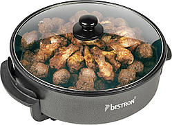 Багатоцільова електрична сковорода Bestron AHP1800Z XXL Діаметр 40 см зі скляною кришкою Антипригарне покриття 1500 Вт Чорний