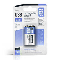 Аккумулятор крона 9V с зарядкой от USB-С 390 mAh 6LR61 ColorWay Rechargeable Battery