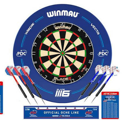 Фірмовий дартс набір Winmau Англія з професійною мішенню Blade6 та дротиками, фото 1
