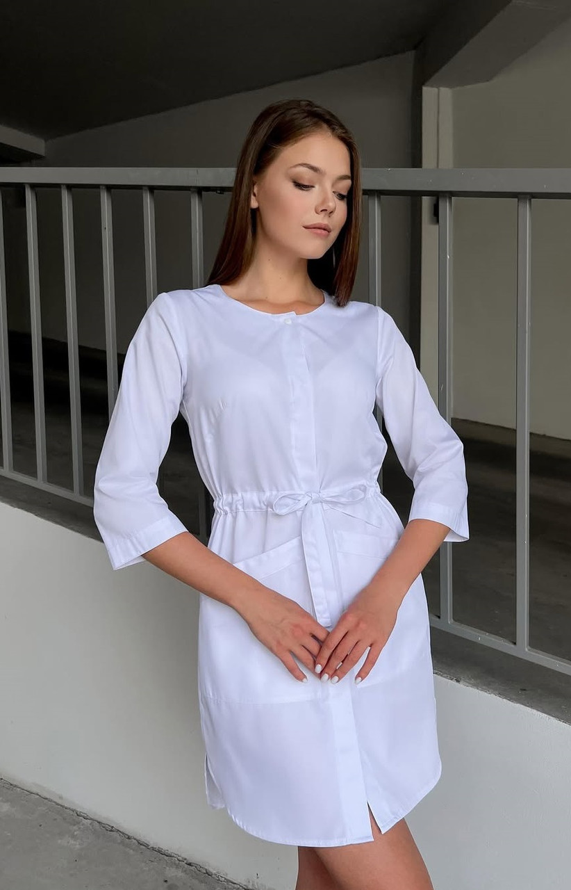 Медичний халат жіночий без коміра 44,46,48,50 на гудзиках, фото 1