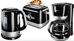 Уцінка, без кавомашини, Набір для сніданку Hanseatic 2в1, чайник 1,5 л, тостер з підігрівом і розморожуванням чорний