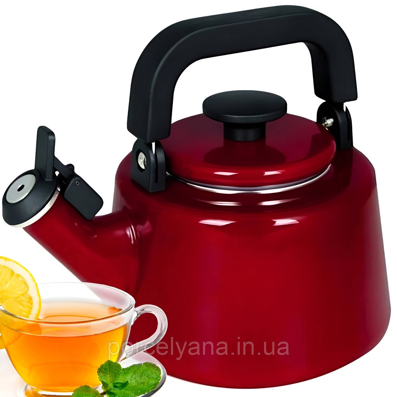 Чайник емальований Granchio Forchetto Moderno червоний 2.1 л 65025, фото 1