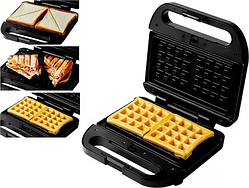 Контактний гриль чорний вафельниця сендвічниця - Hanseatic 51769049 HWM750BD